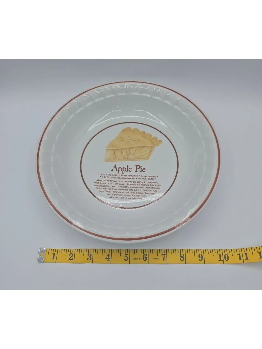 Vintage Winley Fine Porcelain China Apple Pie Recipe Pie Dish